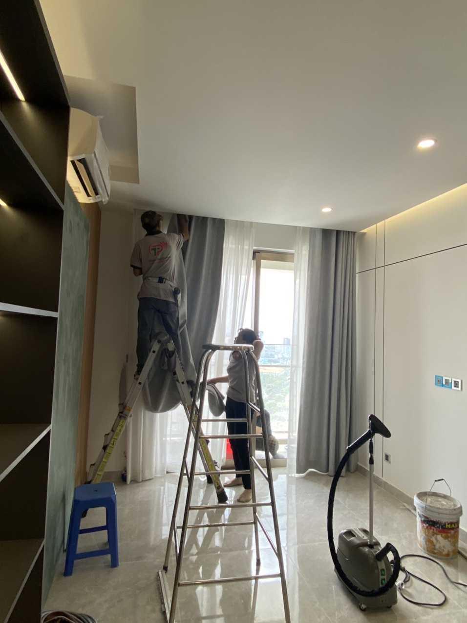Thi công rèm vải căn hộ Quận 7 TP HCM rèm vải 2 lớp